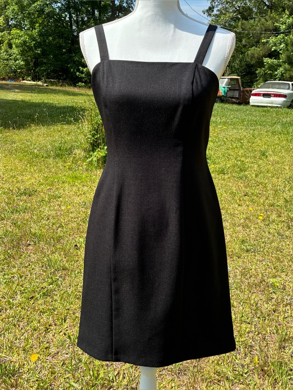 Vintage 90s Black Minimalist Mini Dress Size 5/6